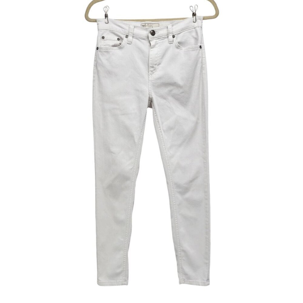 Free People Hi-Rise White Denim Skinny Jeans Womens 26